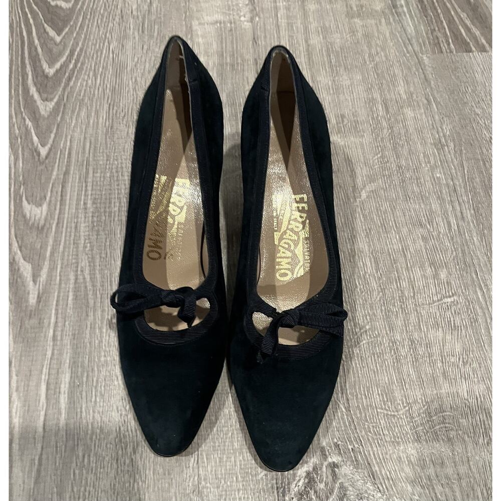 Salvatore Ferragamo Black Vintage VTG Suede Shoes Sz. 7.5 academia whimsigoth